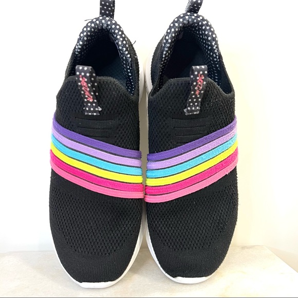 EUC ULTRA FLEX BRIGHTFUL DAY Rainbow SLIPON Knit SNEAKER Running Shoe Girls Kids - Picture 3 of 7